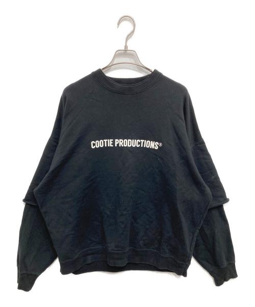 COOTIE PRODUCTIONS（クーティープロダクツ）COOTIE PRODUCTIONS (クーティープロダクツ) CELLIE CREWNECK SWEATSHIRT/レイヤードスウェット ブラック サイズ:Mの古着・服飾アイテム