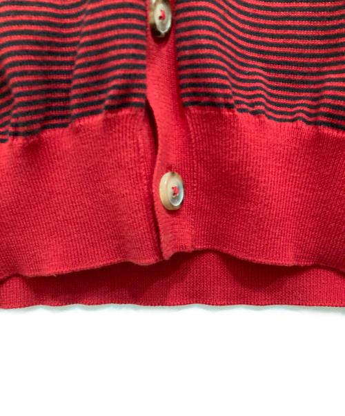 Maison Margiela（メゾンマルジェラ）Maison Margiela (メゾンマルジェラ) ボーダーカーディガン レッド サイズ:Lの古着・服飾アイテム