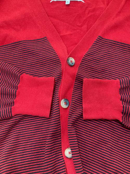 Maison Margiela（メゾンマルジェラ）Maison Margiela (メゾンマルジェラ) ボーダーカーディガン レッド サイズ:Lの古着・服飾アイテム