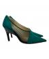 中古・古着 JIMMY CHOO (ジミーチュウ) スウェード切替パンプス グリーン サイズ:34：7000円