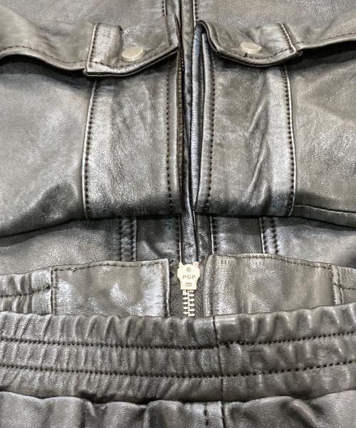 ZARA（ザラ）ZARA (ザラ) ウォッシュドレザー クロップドジャケット ブラック サイズ:XLの古着・服飾アイテム