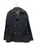 BURBERRY BLACK LABELバーバリーブラックレーベル）の古着「ジャガードチェックメルトンPコート」｜ブラック