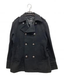 BURBERRY BLACK LABEL（バーバリーブラックレーベル）の古着「ジャガードチェックメルトンPコート」｜ブラック