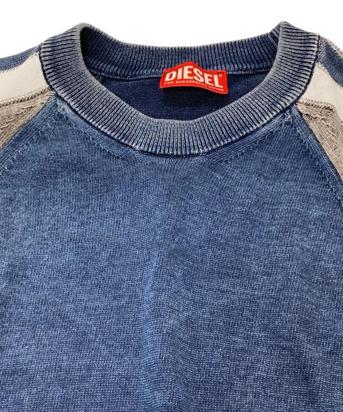 DIESEL（ディーゼル）DIESEL (ディーゼル) K-HERO/切替ラグランニット ブルー サイズ:XSの古着・服飾アイテム