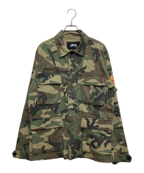 stussy（ステューシー）stussy (ステューシー) 迷彩柄ミリタリージャケット グリーン サイズ:Sの古着・服飾アイテム
