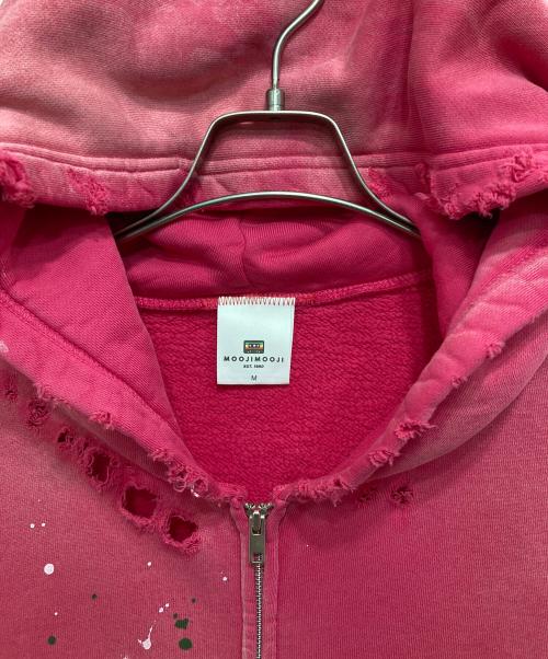 MOOJI MOOJI（ムージームージー）MOOJI MOOJI (ムージームージー) OVERSIZE ZIP-UP HOODIE STREET/ユーズド加工ジップパーカー ピンク サイズ:Mの古着・服飾アイテム