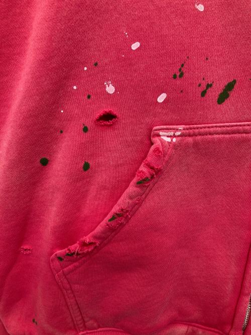 MOOJI MOOJI（ムージームージー）MOOJI MOOJI (ムージームージー) OVERSIZE ZIP-UP HOODIE STREET/ユーズド加工ジップパーカー ピンク サイズ:Mの古着・服飾アイテム