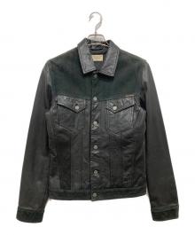 NUDIE JEANS（ヌーディー・ジーンズ）の古着「切替レザートラッカージャケット」｜ブラック