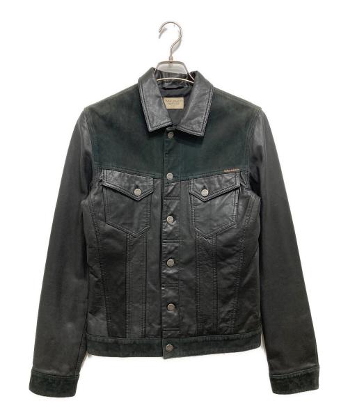NUDIE JEANS（ヌーディー・ジーンズ）NUDIE JEANS (ヌーディー・ジーンズ) 切替レザートラッカージャケット ブラック サイズ:Sの古着・服飾アイテム