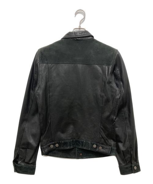 NUDIE JEANS（ヌーディー・ジーンズ）NUDIE JEANS (ヌーディー・ジーンズ) 切替レザートラッカージャケット ブラック サイズ:Sの古着・服飾アイテム