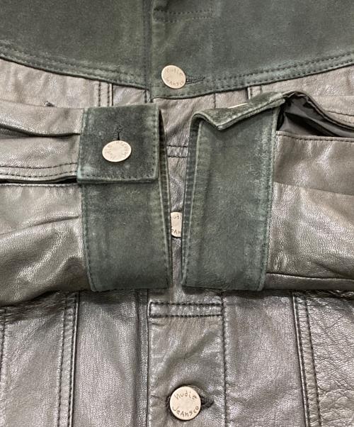 NUDIE JEANS（ヌーディー・ジーンズ）NUDIE JEANS (ヌーディー・ジーンズ) 切替レザートラッカージャケット ブラック サイズ:Sの古着・服飾アイテム
