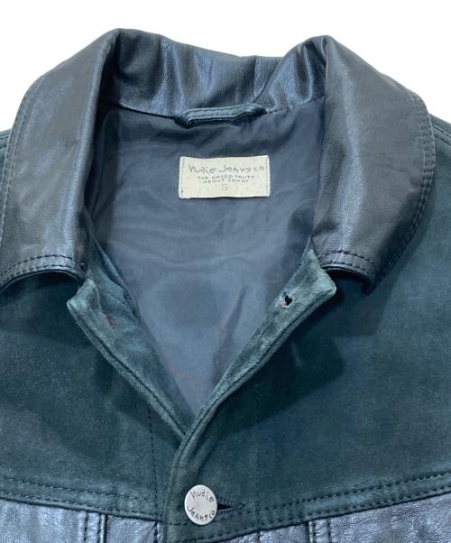 NUDIE JEANS（ヌーディー・ジーンズ）NUDIE JEANS (ヌーディー・ジーンズ) 切替レザートラッカージャケット ブラック サイズ:Sの古着・服飾アイテム
