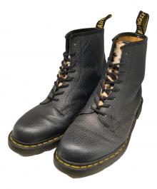 Dr.Martens×stussy（ドクターマーチン×ステューシー）の古着「EYE BOOT  Black Leopard  PEBBLE+ITALIAN HAIR ON/8ホールブーツ」｜ブラック