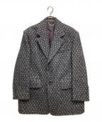 MARC JACOBSマークジェイコブス）の古着「チェック柄シルク混メルトンコート」｜ブラック
