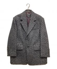 MARC JACOBS（マークジェイコブス）の古着「チェック柄シルク混メルトンコート」｜ブラック