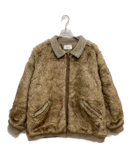 soerte（ソエルテ）soerte (ソエルテ) ニットドッキングファージャケット ブラウン サイズ:SIZE2の古着・服飾アイテム