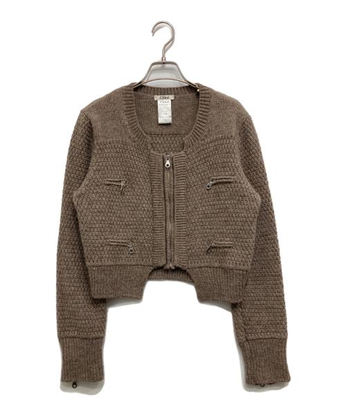 Chloe（クロエ）Chloe (クロエ) ジップアップボレロ丈ニットジャケット/ニットカーディガン ベージュ サイズ:Mの古着・服飾アイテム