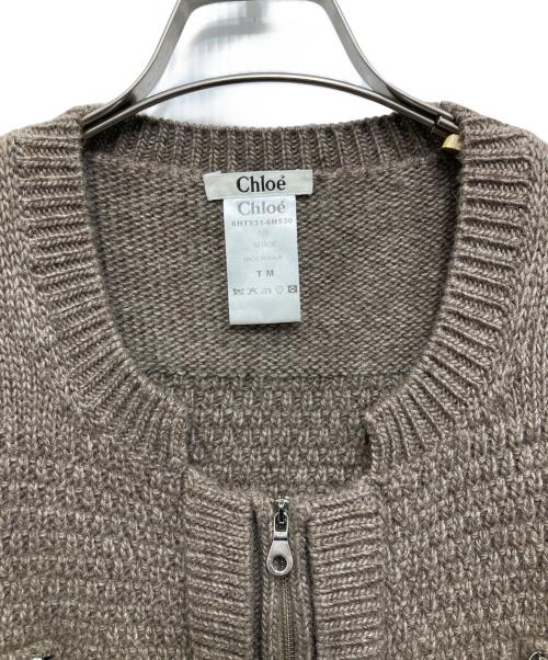 Chloe（クロエ）Chloe (クロエ) ジップアップボレロ丈ニットジャケット/ニットカーディガン ベージュ サイズ:Mの古着・服飾アイテム