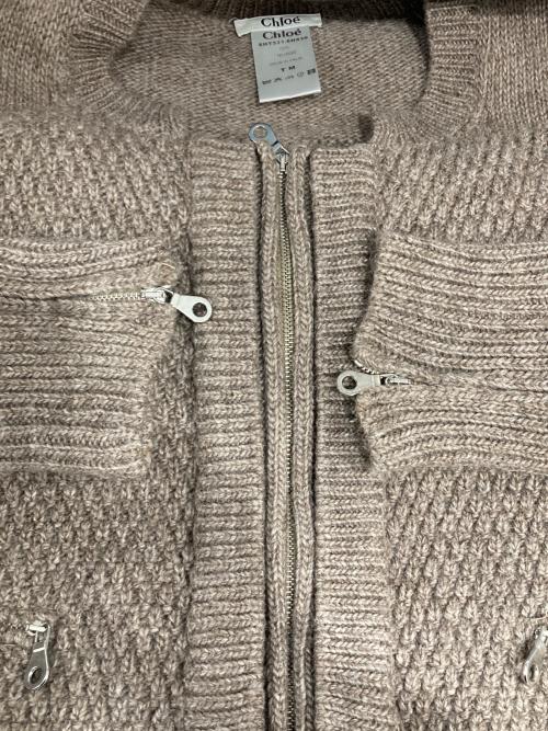 Chloe（クロエ）Chloe (クロエ) ジップアップボレロ丈ニットジャケット/ニットカーディガン ベージュ サイズ:Mの古着・服飾アイテム