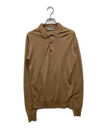 JOHN SMEDLEY（ジョンスメドレー）の古着「メリノウール長袖ニットポロシャツ」｜ベージュ
