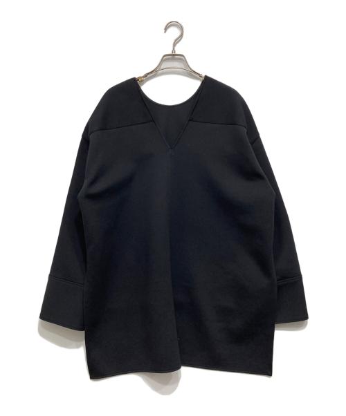 LE PHIL（ル フィル）LE PHIL (ル フィル) ソフトダンボールスリットスリーブブラウス ブラック サイズ:freeの古着・服飾アイテム