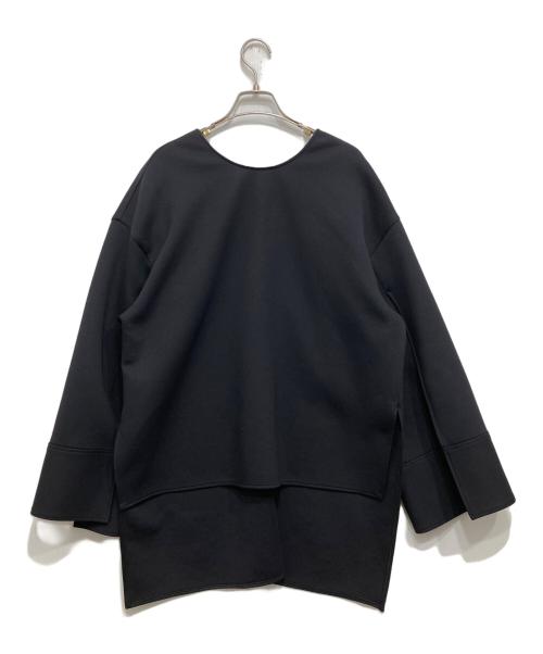 LE PHIL（ル フィル）LE PHIL (ル フィル) ソフトダンボールスリットスリーブブラウス ブラック サイズ:freeの古着・服飾アイテム