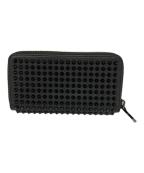 Christian Louboutinクリスチャン・ルブタン）の古着「Panettone Wallet/ラウンドファスナースタッズ長財布」｜ブラック