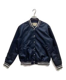 maison kitsune（メゾンキツネ）の古着「バックロゴ サテン テディブルゾン」｜ネイビー