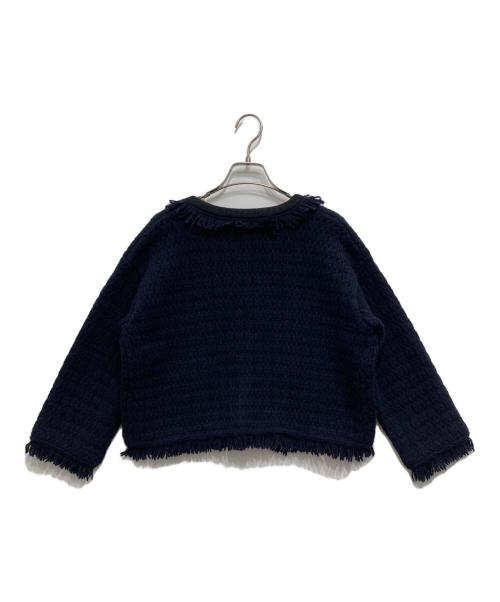 Curensology（カレンソロジー）Curensology (カレンソロジー) ツイーディフリンジニットカーディガン ネイビー サイズ:freeの古着・服飾アイテム