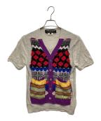 COMME des GARCONS HOMME PLUSコムデギャルソンオムプリュス）の古着「パッチワークデザイン半袖ニット」｜ベージュ×マルチカラー