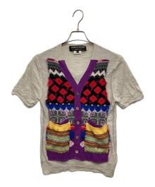 COMME des GARCONS HOMME PLUS（コムデギャルソンオムプリュス）の古着「パッチワークデザイン半袖ニット」｜ベージュ×マルチカラー
