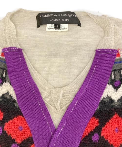 COMME des GARCONS HOMME PLUS（コムデギャルソンオムプリュス）COMME des GARCONS HOMME PLUS (コムデギャルソンオムプリュス) パッチワークデザイン半袖ニット ベージュ×マルチカラー サイズ:Sの古着・服飾アイテム