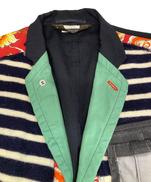 COMME des GARCONS HOMME PLUS（コムデギャルソンオムプリュス）COMME des GARCONS HOMME PLUS (コムデギャルソンオムプリュス) パッチワーク再構築ジャケット ブラック×マルチカラー サイズ:XSの古着・服飾アイテム