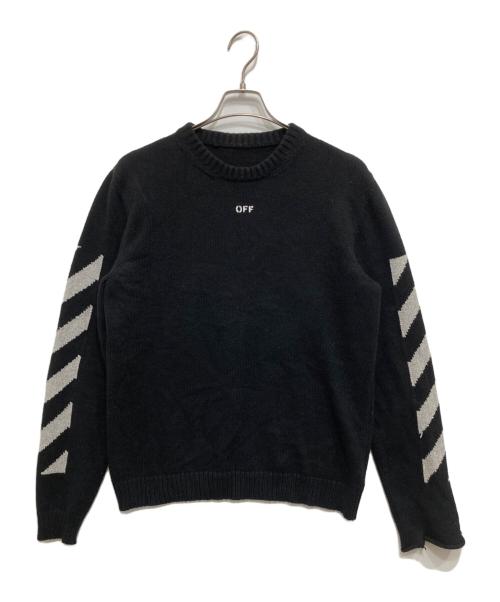 OFFWHITE（オフホワイト）OFFWHITE (オフホワイト) DIAGONAL ARROW アシンメトリーニット・セーター ブラック サイズ:Lの古着・服飾アイテム