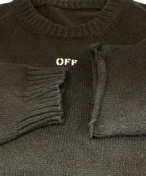 OFFWHITE（オフホワイト）OFFWHITE (オフホワイト) DIAGONAL ARROW アシンメトリーニット・セーター ブラック サイズ:Lの古着・服飾アイテム