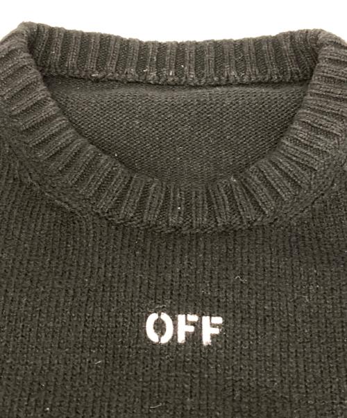 OFFWHITE（オフホワイト）OFFWHITE (オフホワイト) DIAGONAL ARROW アシンメトリーニット・セーター ブラック サイズ:Lの古着・服飾アイテム