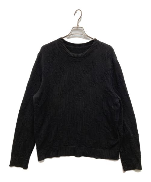 BALENCIAGA（バレンシアガ）BALENCIAGA (バレンシアガ) ロゴジャガードウールニット ブラック サイズ:Sの古着・服飾アイテム
