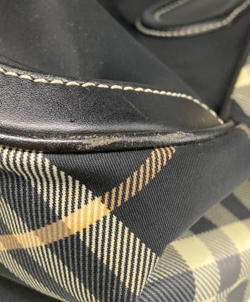 BURBERRY BLUE LABEL（バーバリー ブルー レーベル）BURBERRY BLUE LABEL (バーバリー ブルー レーベル) ノバチェック切替ナイロントートバッグ ブラックの古着・服飾アイテム