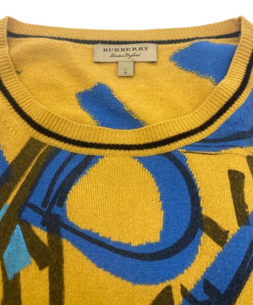 BURBERRY LONDON（バーバリーロンドン）BURBERRY LONDON (バーバリー ロンドン) クルーネックニット イエロー サイズ:Lの古着・服飾アイテム