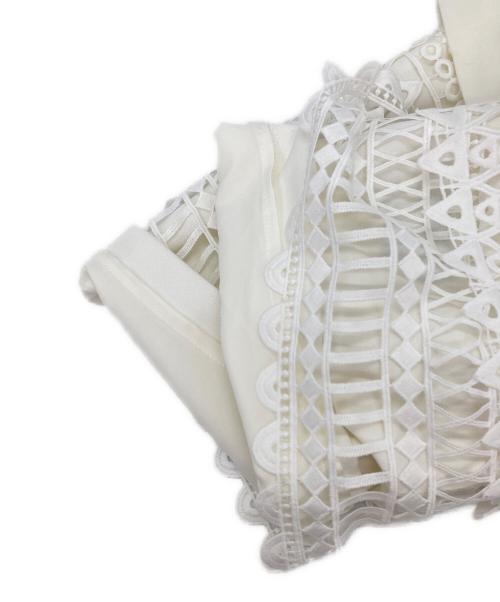 LAUREN RALPH LAUREN（ローレンラルフローレン）LAUREN RALPH LAUREN (ローレンラルフローレン) レースコンビノースリーブワンピース ホワイト サイズ:00の古着・服飾アイテム