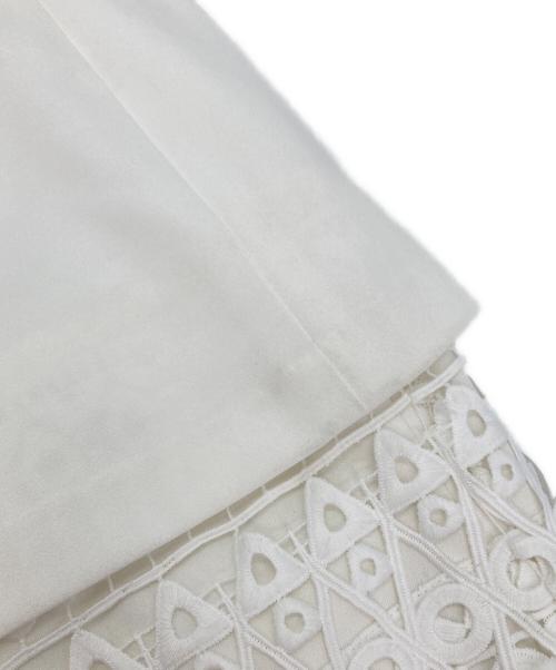 LAUREN RALPH LAUREN（ローレンラルフローレン）LAUREN RALPH LAUREN (ローレンラルフローレン) レースコンビノースリーブワンピース ホワイト サイズ:00の古着・服飾アイテム