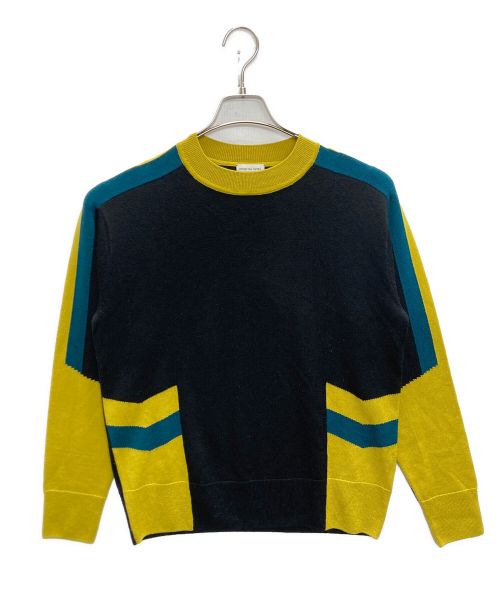 DRIES VAN NOTEN（ドリスヴァンノッテン）DRIES VAN NOTEN (ドリスヴァンノッテン) 切替ウールニット ブラック×イエロー サイズ:SIZE Sの古着・服飾アイテム