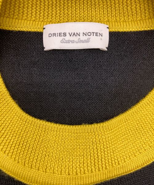 DRIES VAN NOTEN（ドリスヴァンノッテン）DRIES VAN NOTEN (ドリスヴァンノッテン) 切替ウールニット ブラック×イエロー サイズ:SIZE Sの古着・服飾アイテム
