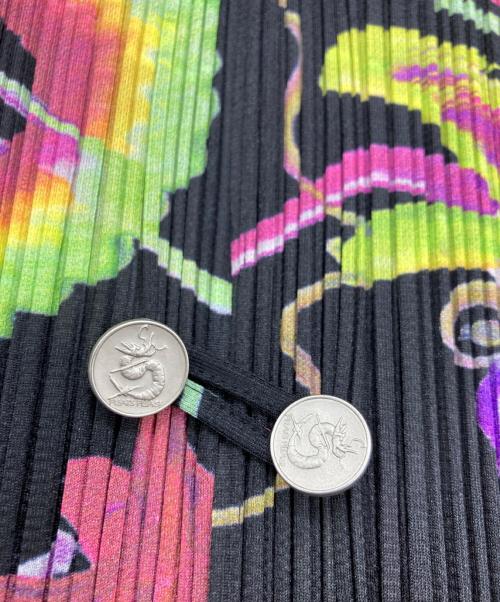 PLEATS PLEASE（プリーツプリーズ）PLEATS PLEASE (プリーツプリーズ) 総柄チャイナプリーツブラウス ブラック×ピンク サイズ:SIZE 3の古着・服飾アイテム