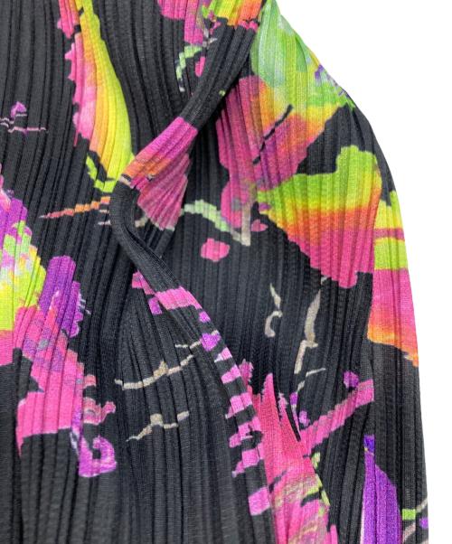 PLEATS PLEASE（プリーツプリーズ）PLEATS PLEASE (プリーツプリーズ) 総柄チャイナプリーツブラウス ブラック×ピンク サイズ:SIZE 3の古着・服飾アイテム