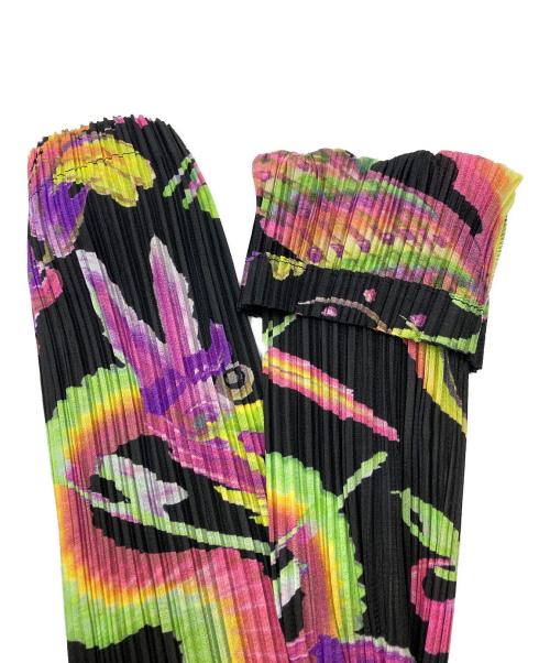 PLEATS PLEASE（プリーツプリーズ）PLEATS PLEASE (プリーツプリーズ) 総柄チャイナプリーツブラウス ブラック×ピンク サイズ:SIZE 3の古着・服飾アイテム