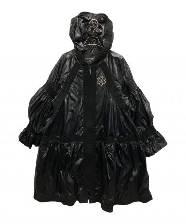 中古・古着通販】CHANEL (シャネル) ナイロンギャザーコート ブラック
