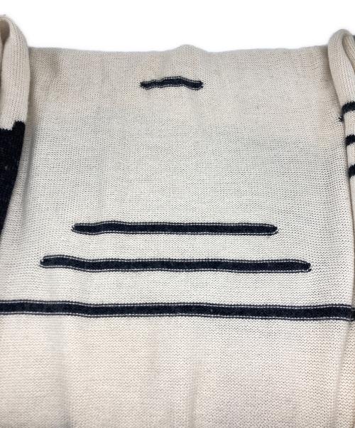 Lauren Manoogian（ローレン マヌージアン）Lauren Manoogian (ローレン マヌージアン) 大判アルパカマフラー アイボリー×ブラックの古着・服飾アイテム