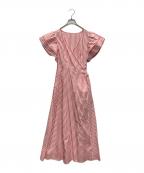 bijulyビジュリー）の古着「KIMONO RICH FRILL DRESS」｜ピンク×ホワイト