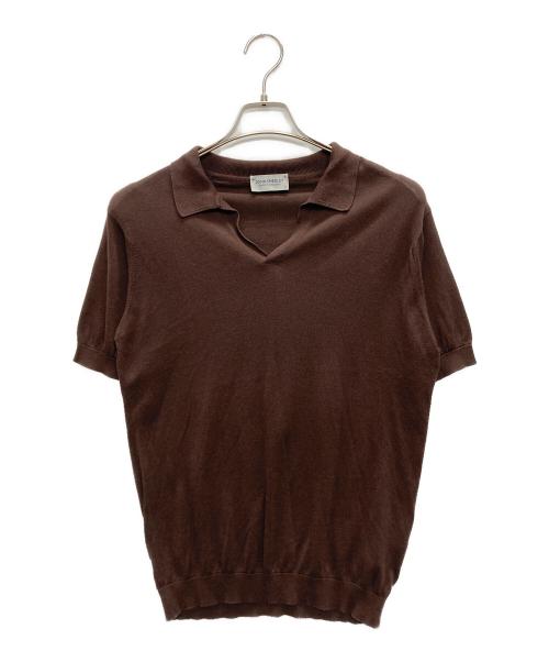 JOHN SMEDLEY（ジョンスメドレー）JOHN SMEDLEY (ジョンスメドレー) ニットポロシャツ ブラウン サイズ:SIZE Sの古着・服飾アイテム